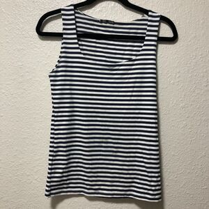 zara tank top medium m blue white stripes butter soft square neck slim used tv
